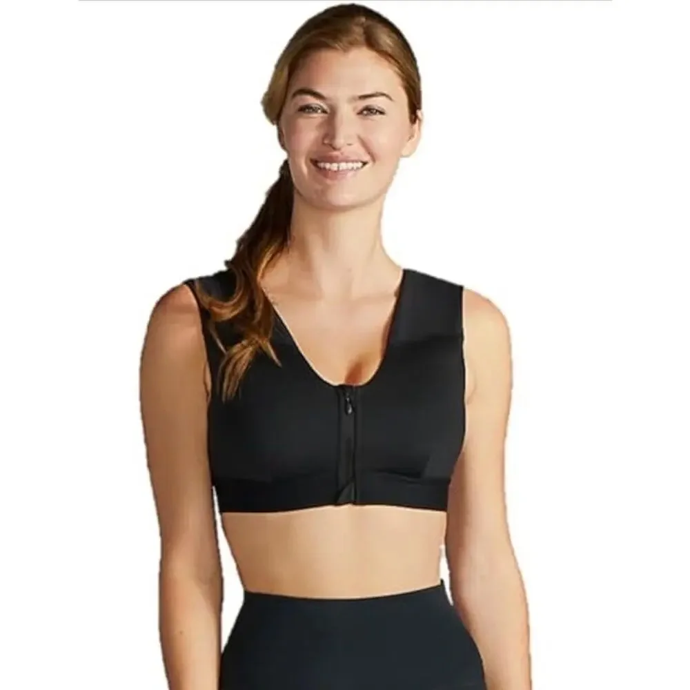 Tommie Copper Black Shoulder Support Bra With Zipper XL NWOT